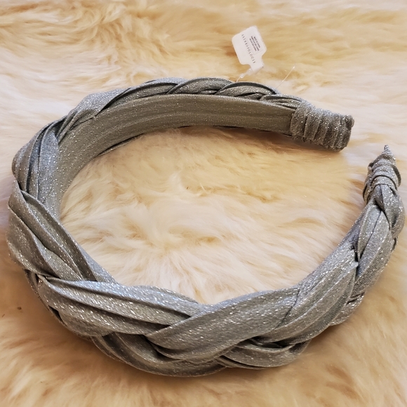 Anthropologie Shimmer Braided Headband- moss green - Picture 3 of 7